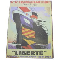 Plaques murales métal déco Liberté 24 x 32 cm
